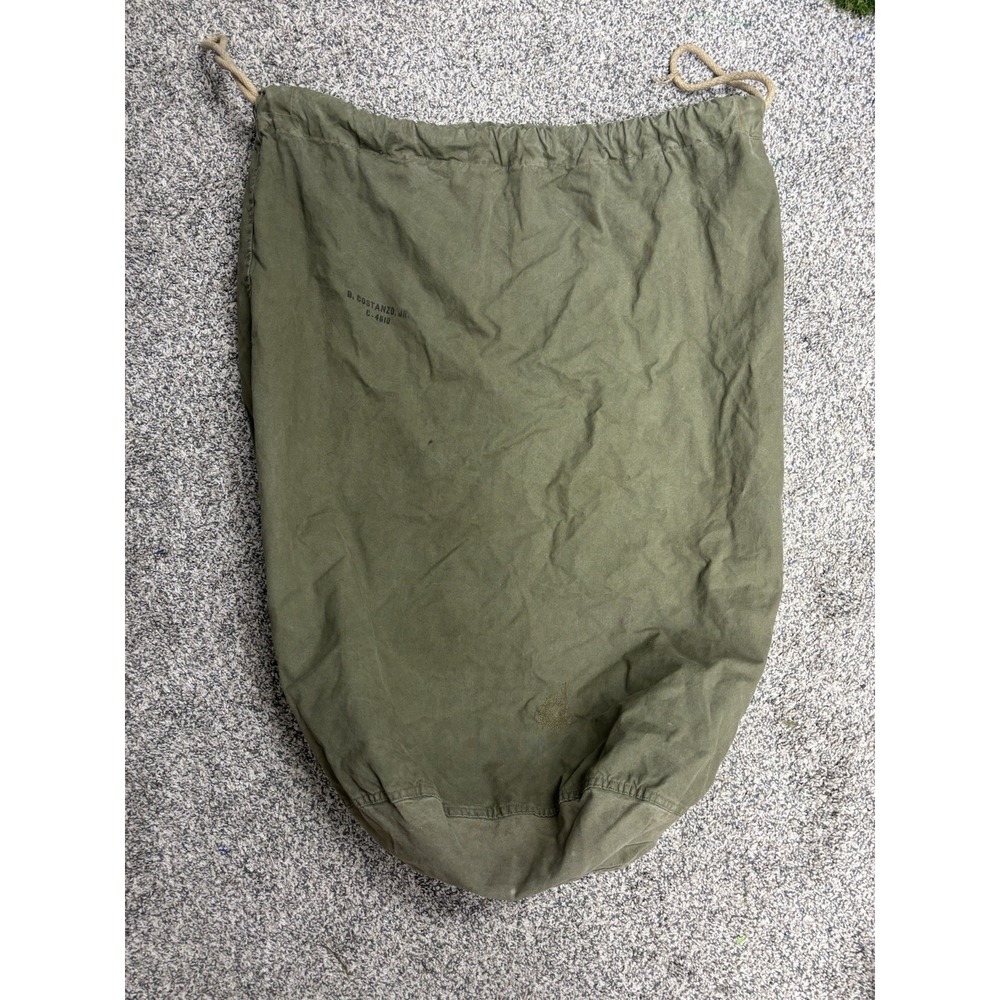 Bag Laundry 1963 US Army Barracks OD Canvas Sack Named Numbered Vintage GI
